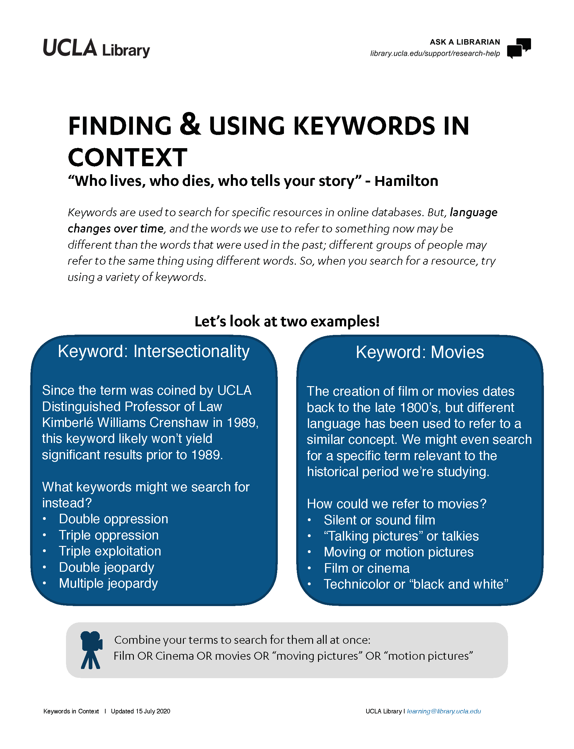 Screenshot of Finding and Using Keywords in Context Google Doc.